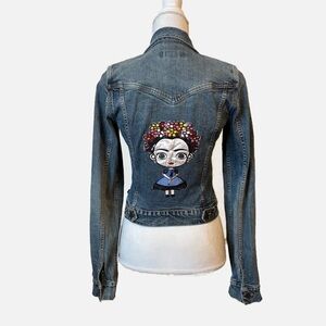 Abercrombie & Finch x Maggie Devos Sequined Frida Kahlo Denim Jean Jacket XS